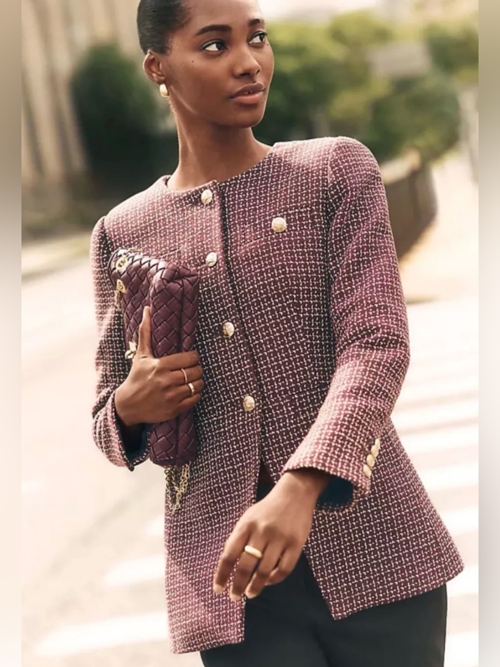 Ann Taylor Plum Tweed Blazer